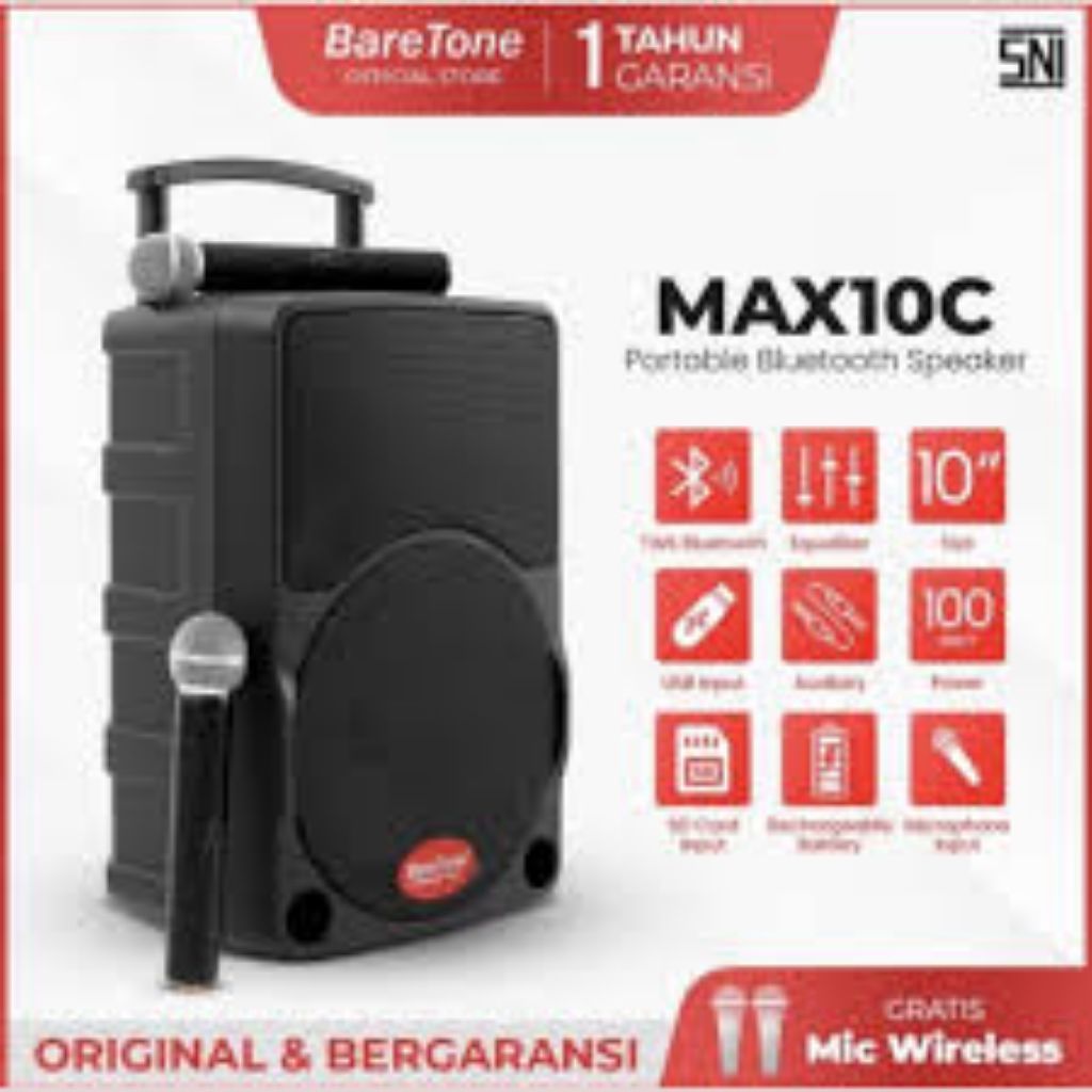 Baretone 10C speaker Portabel 10.inch Portabel