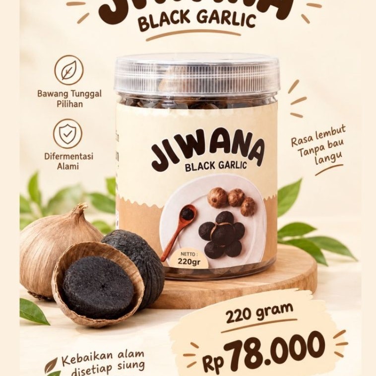 JIWANA Bawang Hitam Bawang Tunggal Pilihan Difermentasi Alami 220 gr