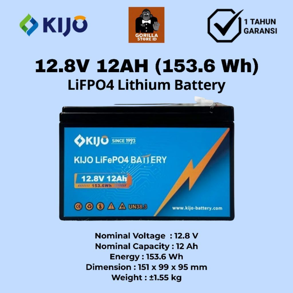 Baterai Aki Lithium KIJO 12.8V 12AH