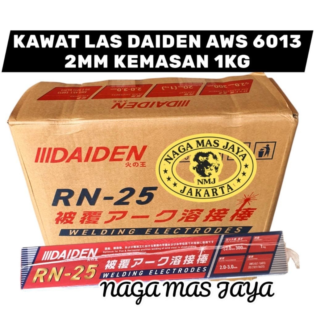 KAWAT LAS BESI DAIDEN RN-25 2MM 1KG / KAWAT LAS AWS 6013 DAIDEN RN25 2 MM 1 KG