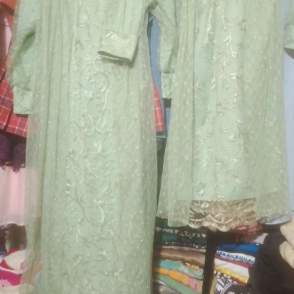 Gaun Walimah Syari Full Set Bridal Mix Brokat Tile Jilbab Veil Cadar customizable