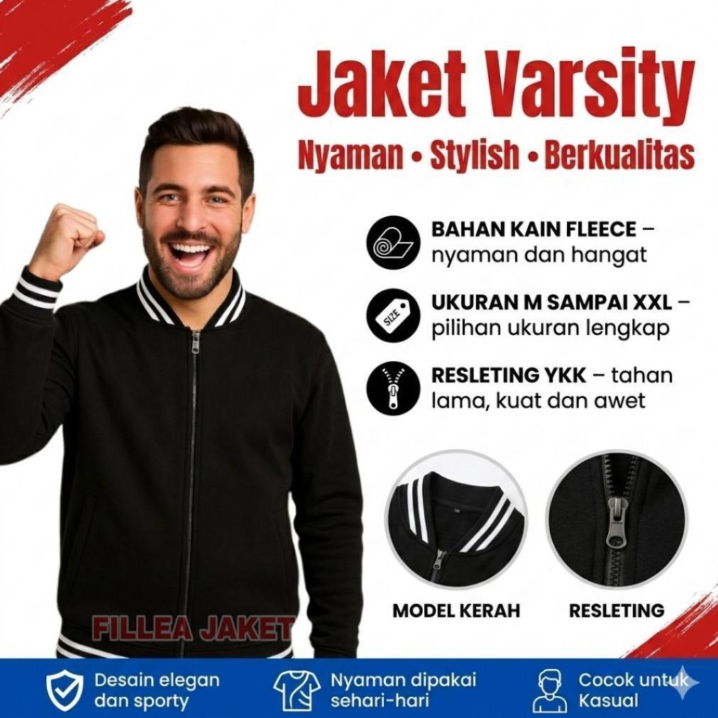 Best Seller Jacket Varsity Baseball Resleting Polosan Casual M-Xxl | Jacket Varsity Baseball Zipper 