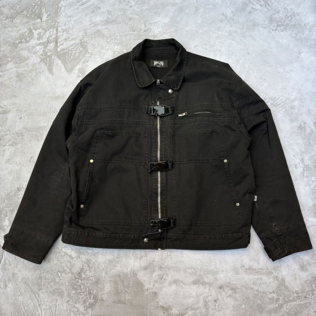 HECATE DENIM WORK JACKET ZIP Black Hitam Size L SECOND ORIGINAL