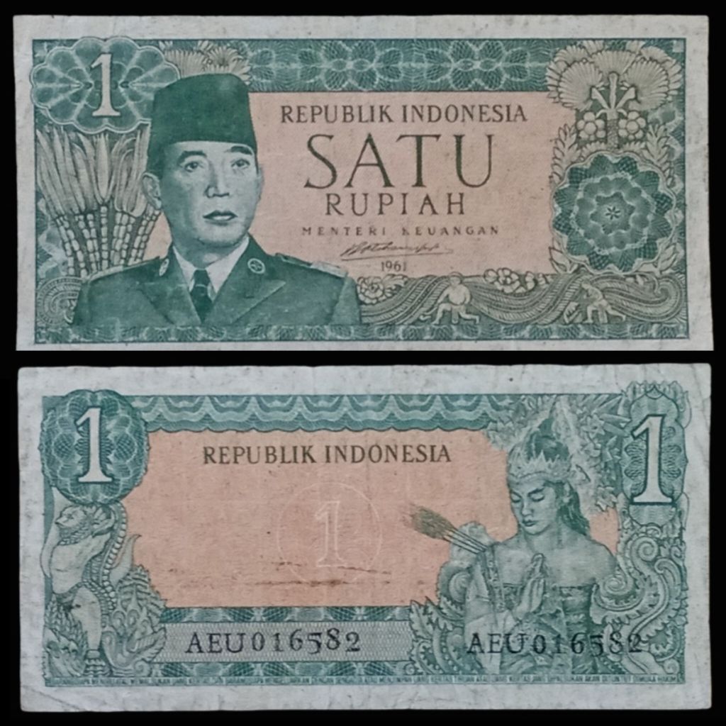 1 Rupiah Sukarno Borneo Kalimantan Utara VF - Uang Kuno Langka Kolektor