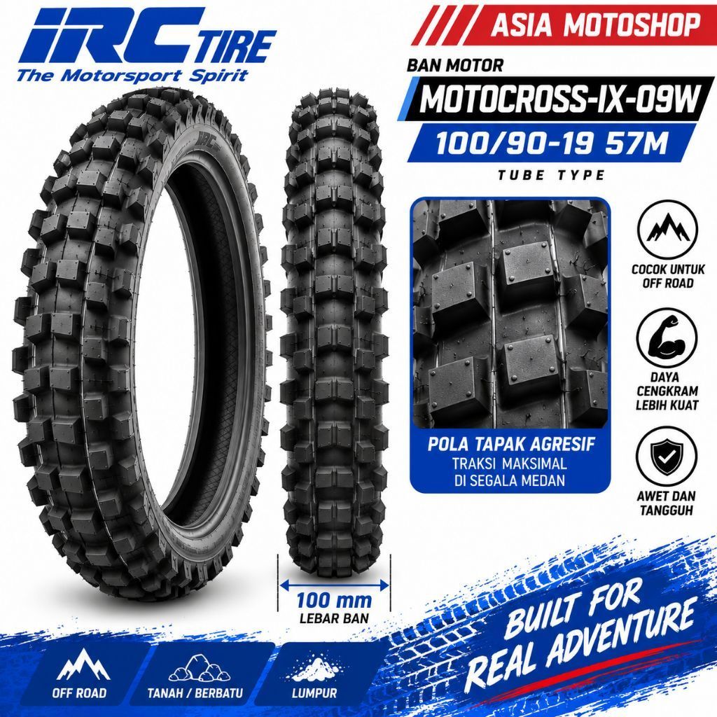 BAN LUAR IRC MOTOR 100/90-19 IRC MOTOCROSS RING 19 BAN IRC CROSS MOTO CROSS RING 19 BAN TRAIL IRC RI