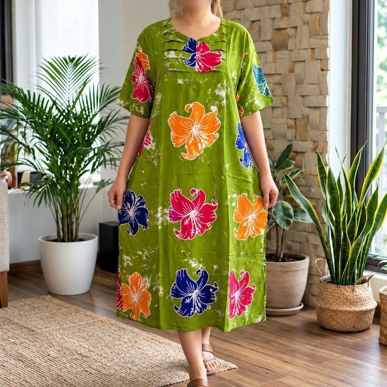 DASTER JUMBO AZHIMA LD 120 – Daster Batik Cap Pekalongan Motif Sunan Adem Busui Friendly | Baju Tidu