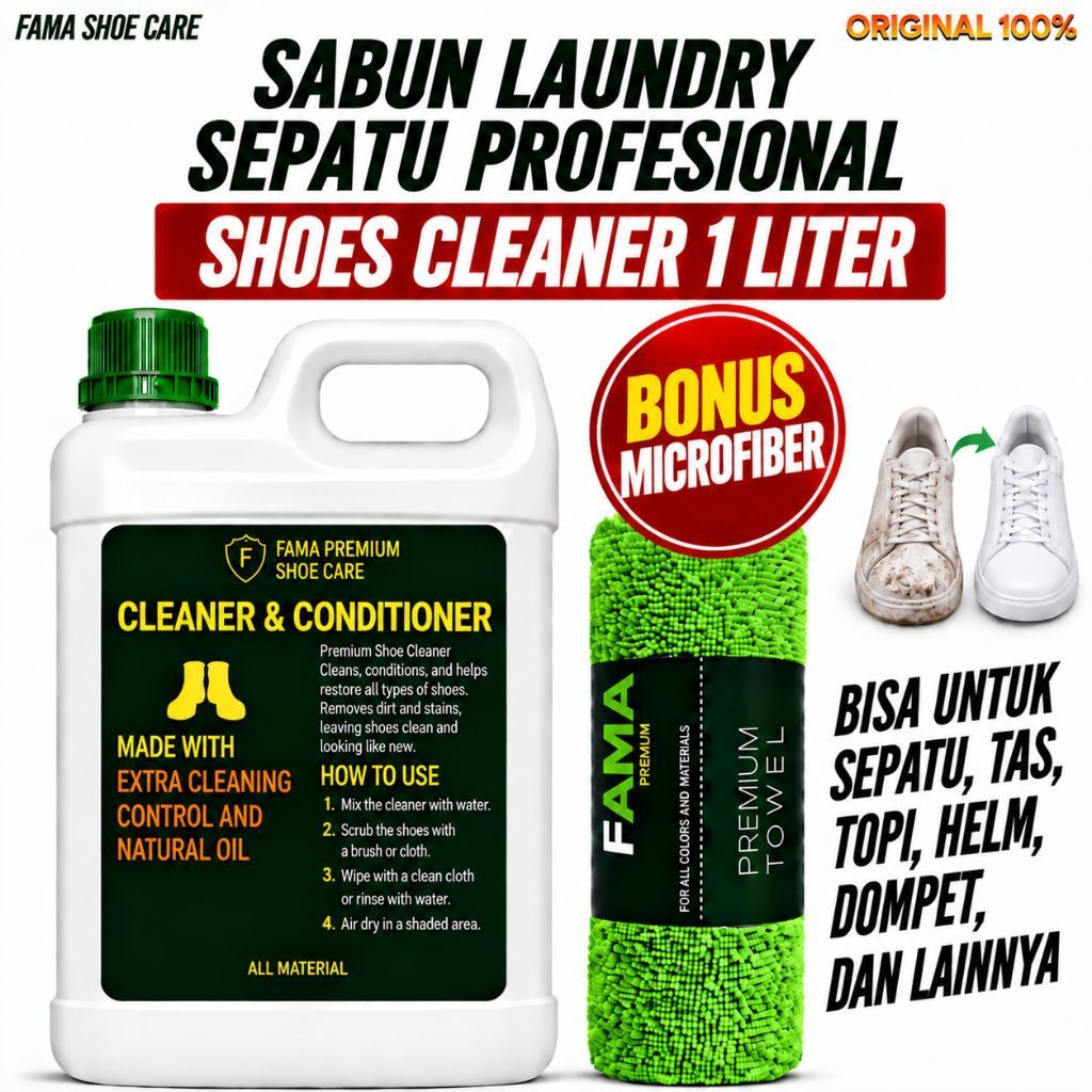 FAMA-Shoe Cleaner/Super Cleaner 1liter-Pembersih Sepatu- Sabun Sepatu-Shoes Cleaner- Fama Shoe Care