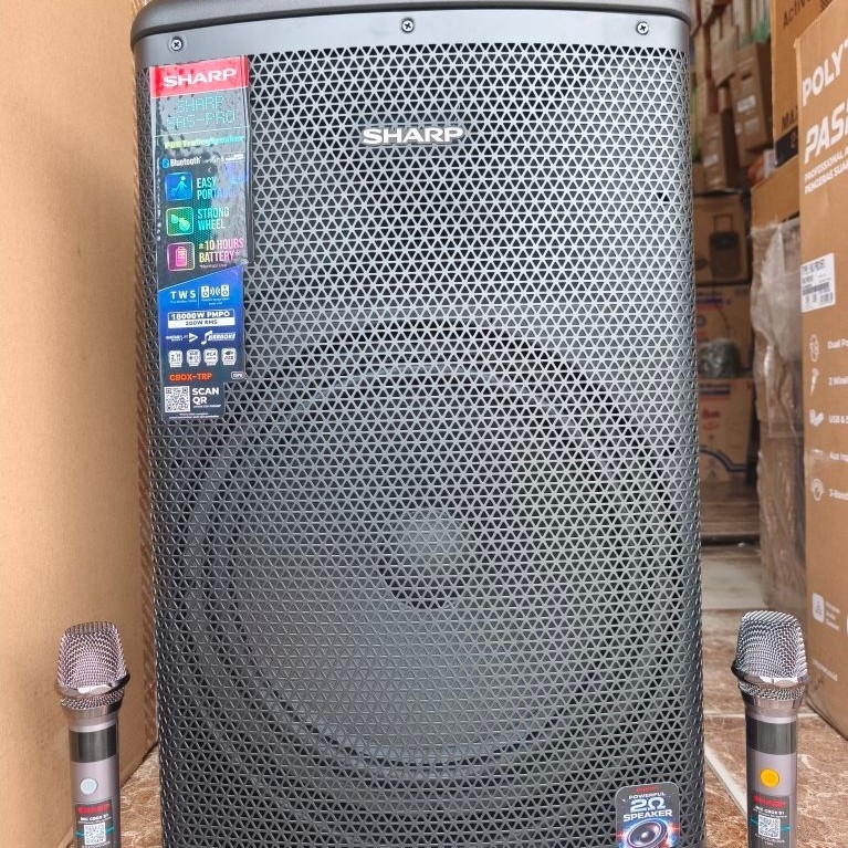 speaker Sharp bluetooth 15 inc free 2 mik wireless