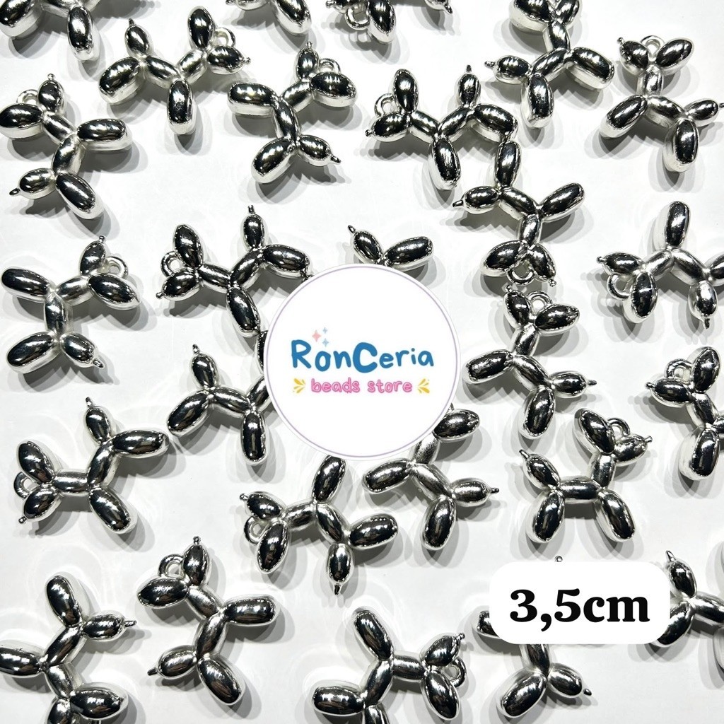 Ronceria - 450gr Manik Bandul Silver 3,5cm Poodle Anjing CCB Grosir