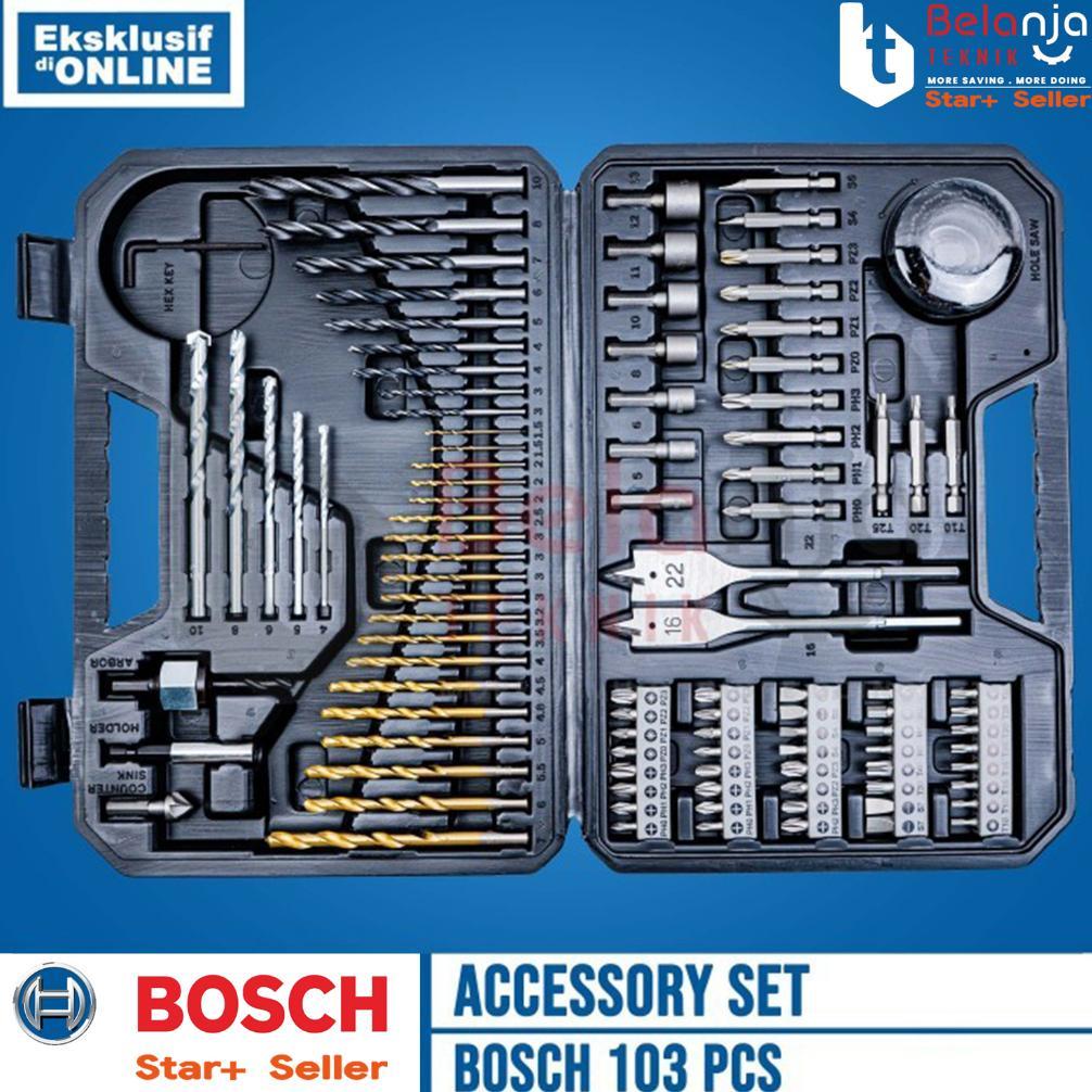 Bosch Accessory Set 103 PCS Toolkit Mata Bor dan Obeng Set Titanium