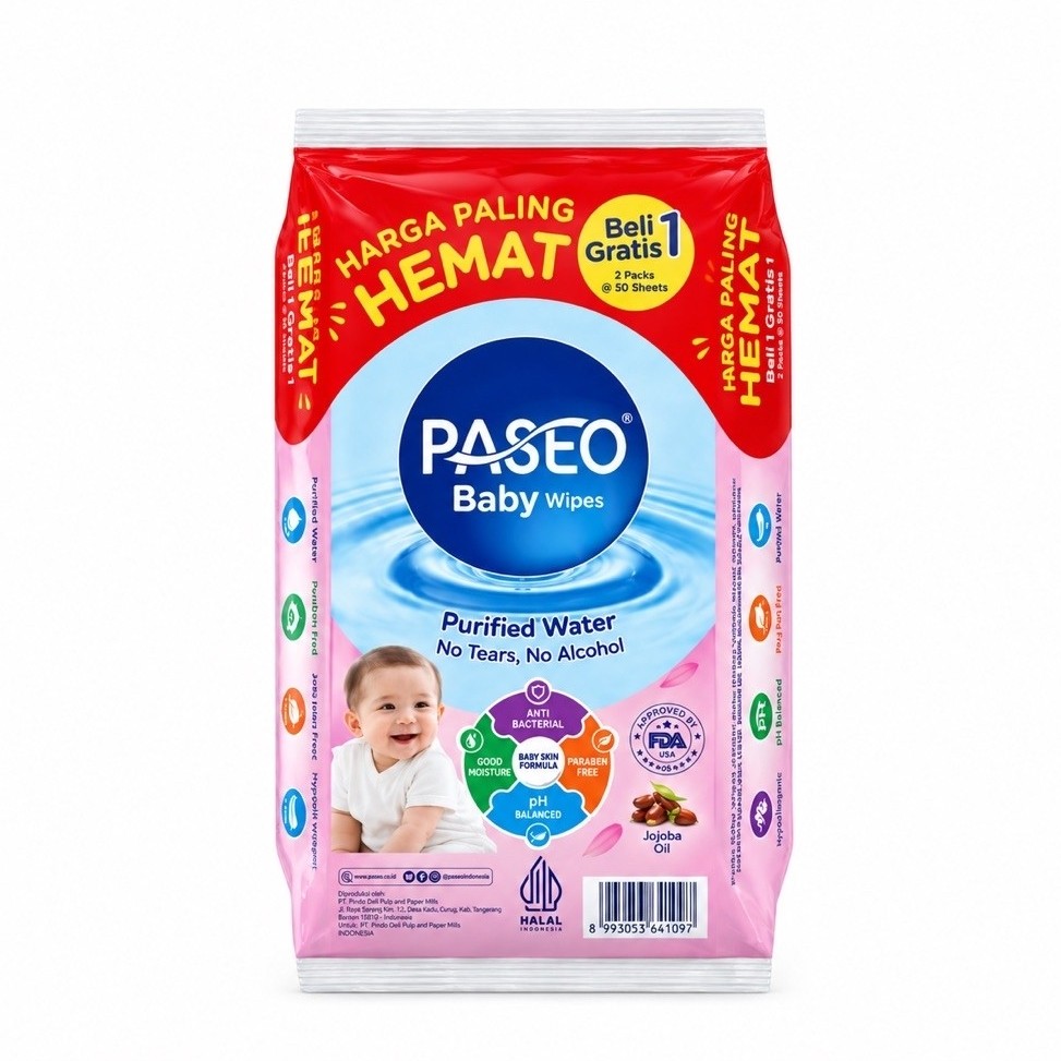 Promo Tissue Paseo Baby Wipes Hand & Mouth