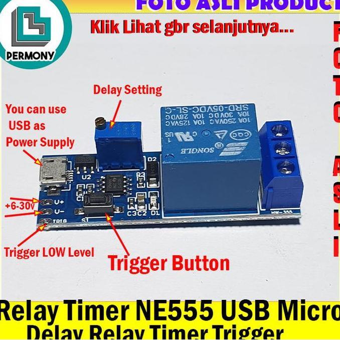 RELAY TIMER DELAY SWITCH NE555 MICRO USB TRIGGER 555