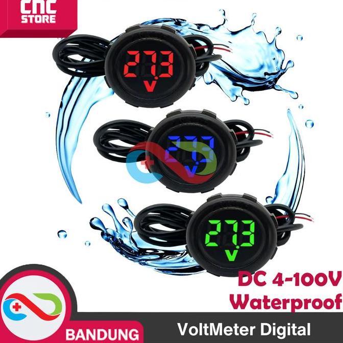 VOLT METER DIGITAL WATERPROOF ANTI AIR VOLTMETER DC 4-100V MOTOR MOBIL
