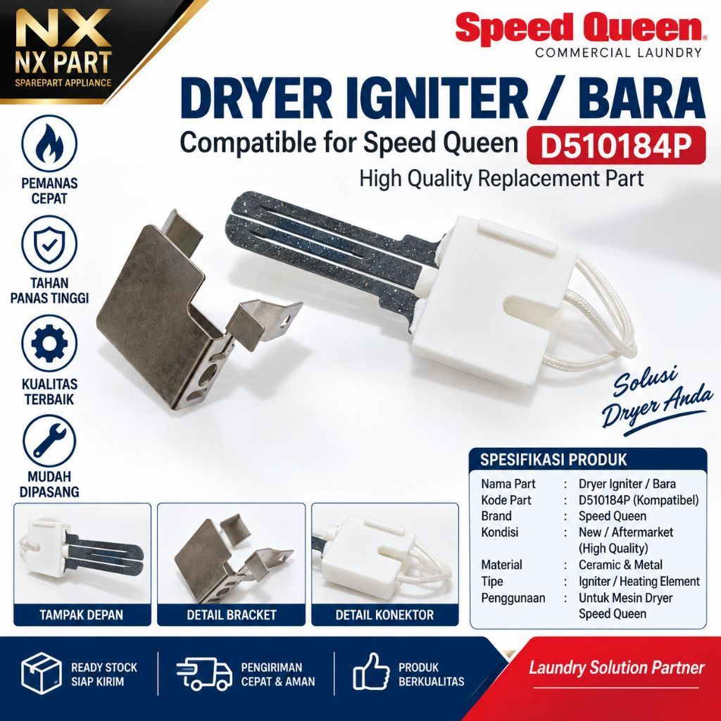 Bara Igniter Dryer Speed Queen D510184P Compatible – Pemantik Api / Ignitor Mesin Pengering