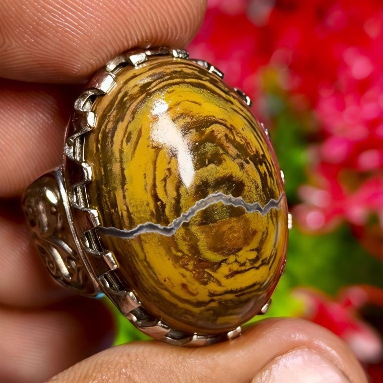 cincin batu akik jamal pamor puser kendit loreng