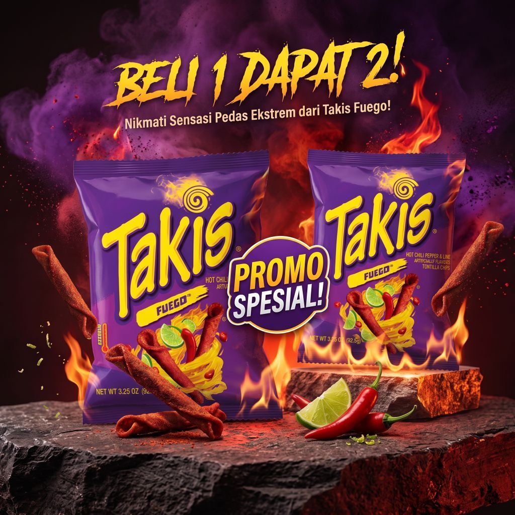 (Promo Buy1Get1) Takis Fuego 3.25 Oz - Snack Import