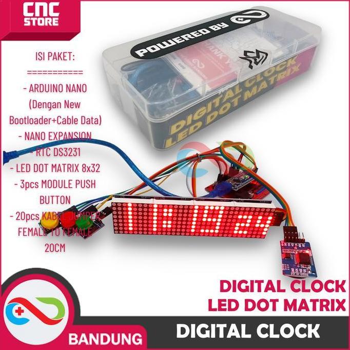 KIT DIGITAL CLOCK LED DOT MATRIX JAM DIGITAL ARDUINO PAKET LENGKAP