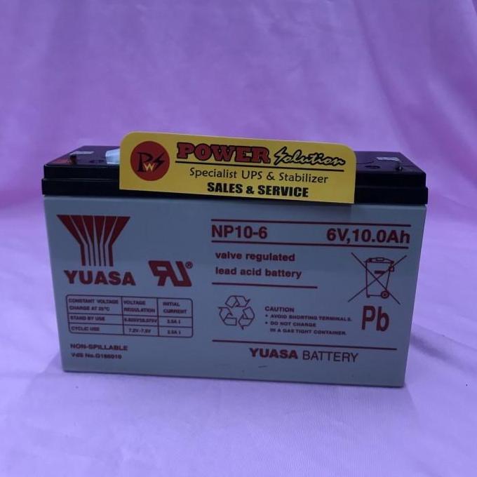 Battery Yuasa NP10-6 6v 10Ah Aki baterai Kering Yuasa 6v 10Ah NP10-6