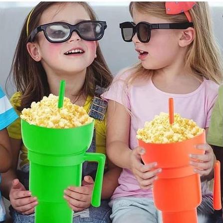 YATINKERA44 - EZZYMART J2 SNACK MUG WITH DRINK CUP 2IN1 POPCORN CUP MOVIES TRAVEL STADIUM TUMBLR CUP