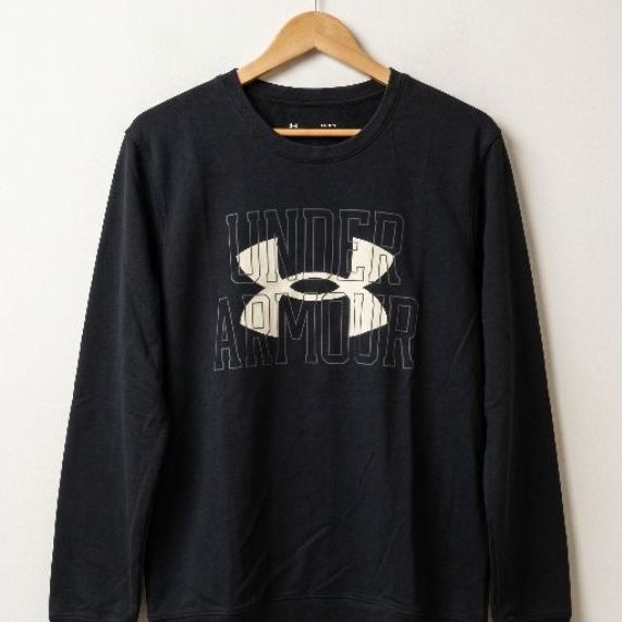 Sweatshirt Crewneck Pria Under Armour Lengan Panjang Hitam Kasual (Jaket Second/bekas Brand)