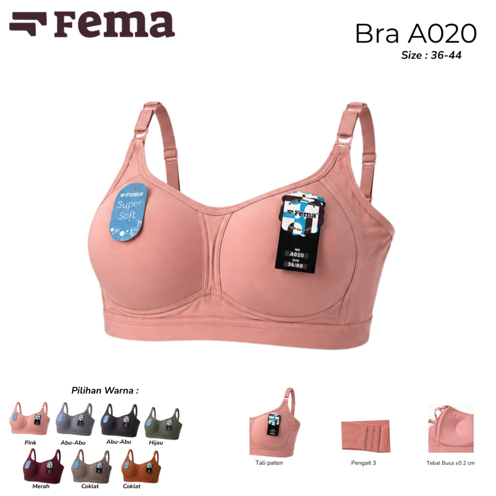 FEMA 1 pcs Bra A020 FEMA H3 36/44 POLOS SIMPLE CANTIK