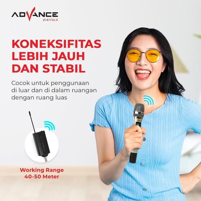 Microphone Advance Mic-203 Profesional 2 Mic Wireless Karoke