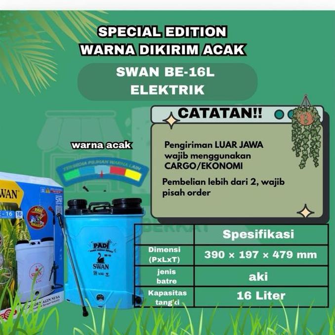 Asp Sprayer Swan Be-16 16L Penyemprotan Pupuk Cair/Tanaman | Sprayer Hama | Tanki Semprot Elektrik 1