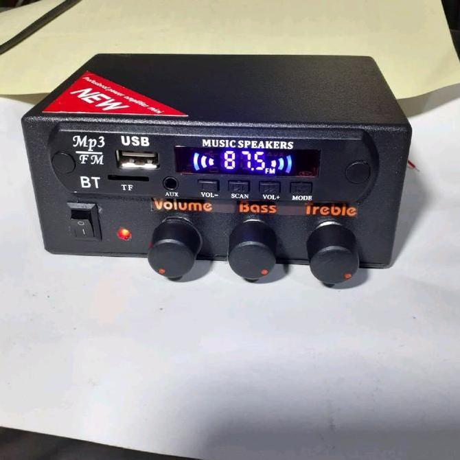 Power Amplifier MP3 Bluetooth FM Radio Motor dan Mobil 12 Volt DC Aki 20 Watt