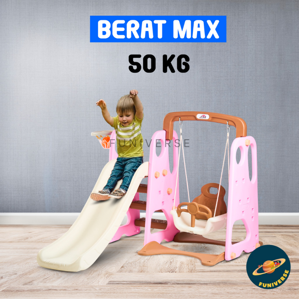 PEROSOTAN ANAK JUMBO DENGAN AYUNAN DAN RING BASKET - SELUNCURAN ANAK - SLIDE KUALITAS PREMIUM JM3021