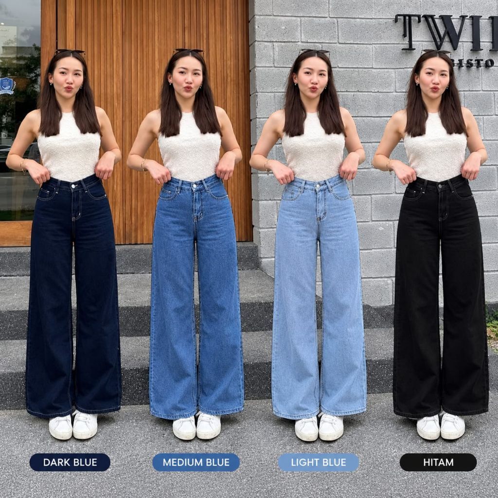 celana jeans kulot baggy highwaist wanita // kulot highwaist wanita denim// baggy jeans wanita denim
