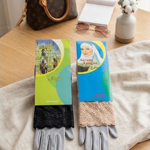 Manset Tangan Dewasa Bahan Stoking Tipis Lembut Nyaman, Tersedia Warna Hitam & Krem