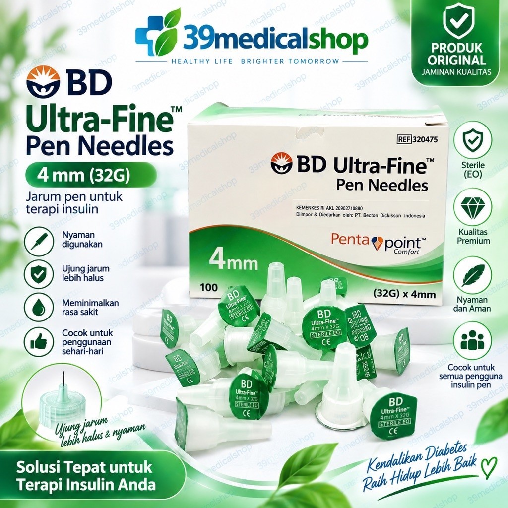JARUM INSULIN MICROFINE BD ULTRAFINE 4 MM ECERAN - JARUM INSULIN BD DUS HIJAU