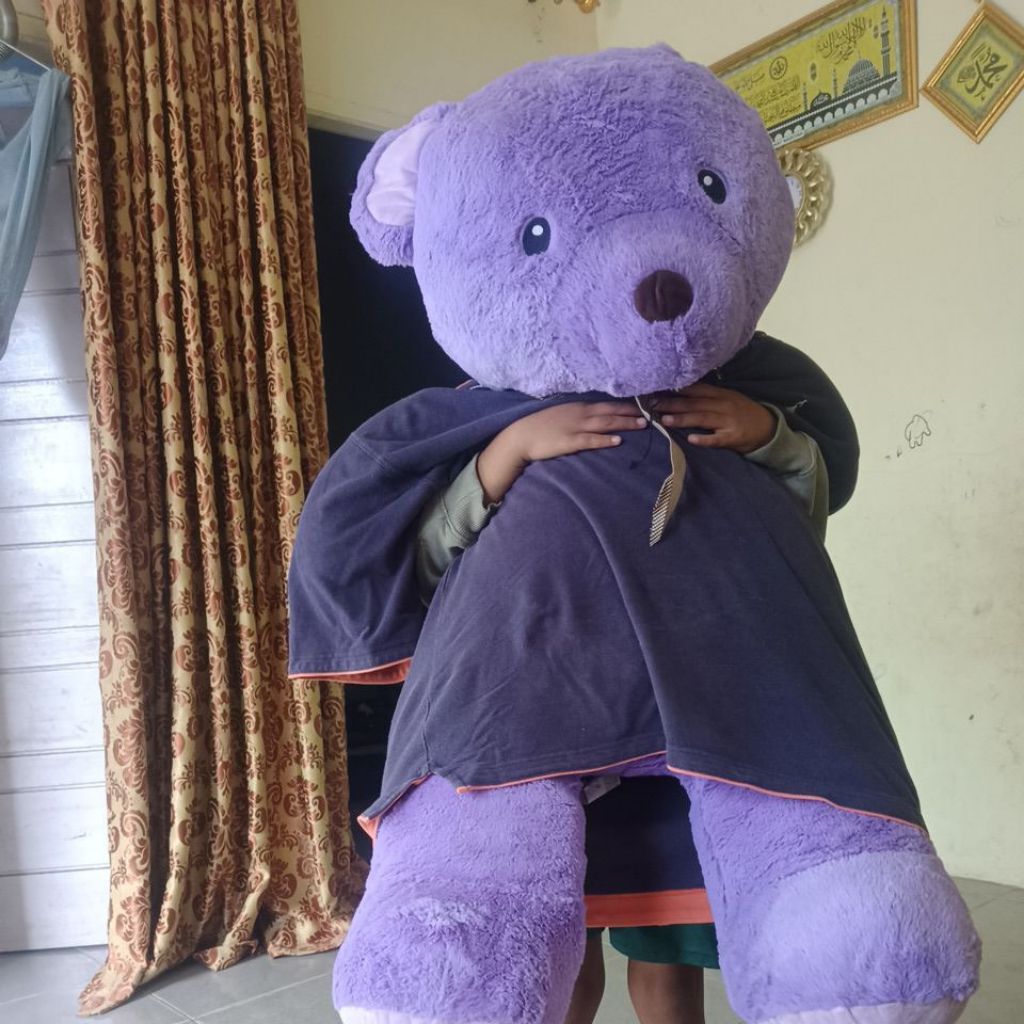 Bantal Beruang Bulu Besar Ungu untuk Dekorasi Rumah dan Hadiah Anak PL boneka