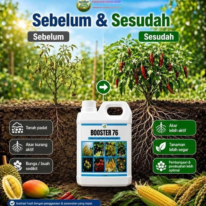 [ FLASH SALES ] Booster 76 1 Liter - Pupuk Perangsang Bunga & Buah untuk Durian Mangga Alpukat Cabe 