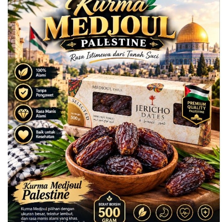 Kurma Medjoul Palestine Premium 500 Gram – Jericho Dates | Kurma Pilihan Al-Asas