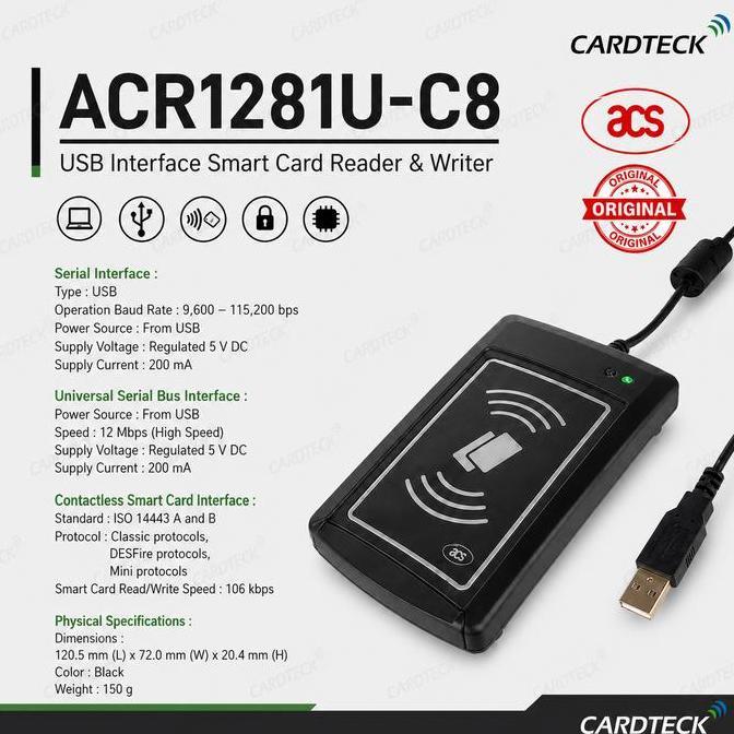 ACS ACR1281U-C8 RFID Smart Card Reader Writer 13.56Mhz USB Contactless NFC Reader eKTP eMoney PENGGA
