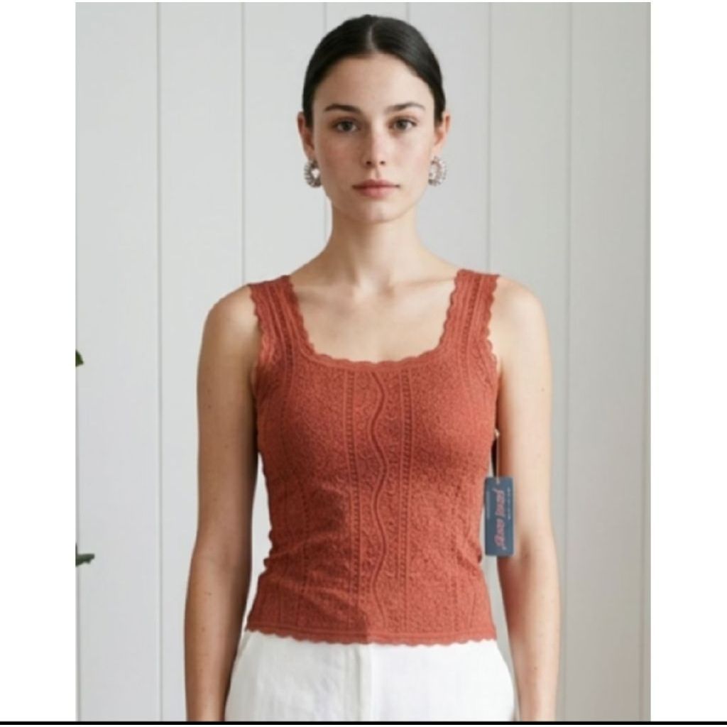 Sisterhood Lace Slimless Tank Top Bra Import Bangkok/BKK in Terracota