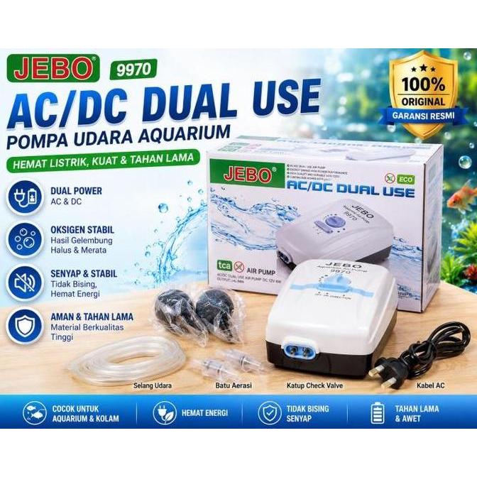 Aerator Jebo 9970 aerator acdc airpump ac dc pompa oksigen kolam
