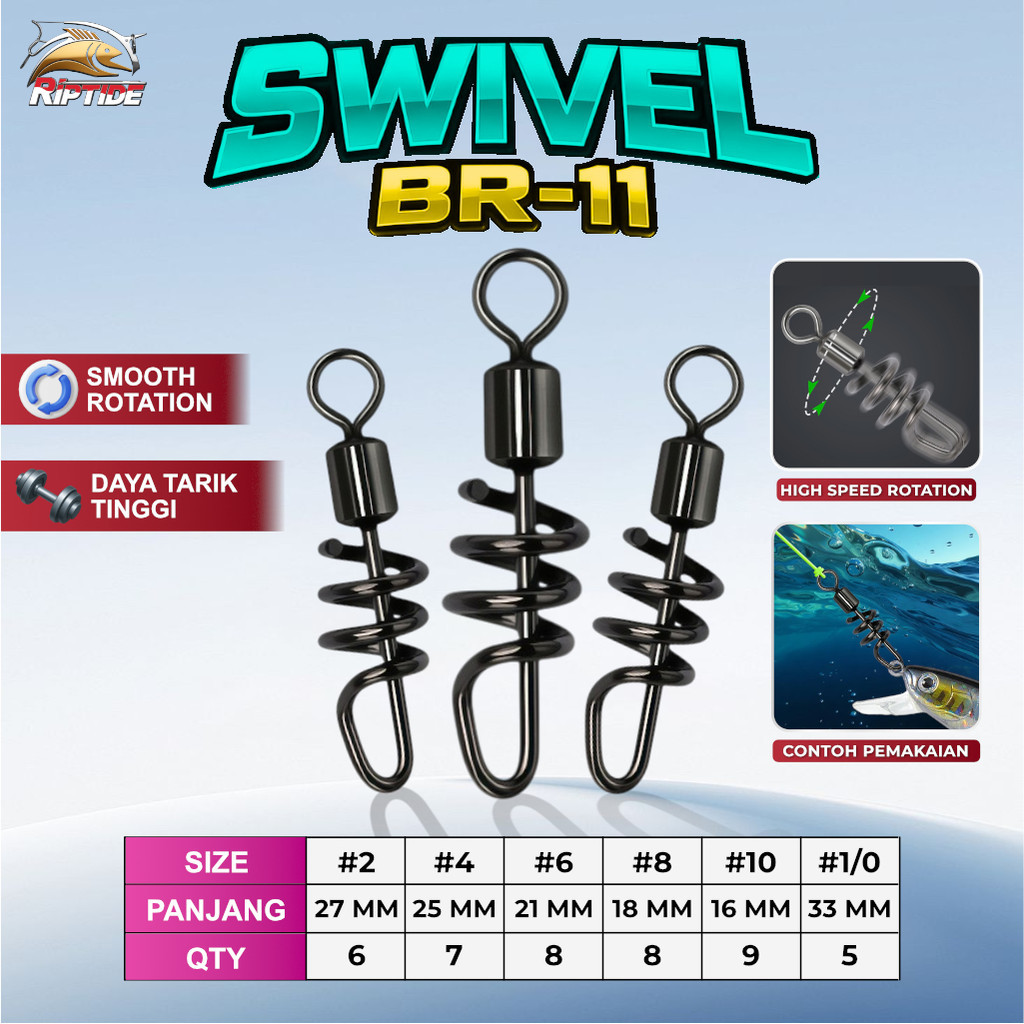 RIPTIDE BR-11 SWIVEL PANCING MODEL SPIRAL STAINLESS FAST LOCK SNAP ORIGINAL
