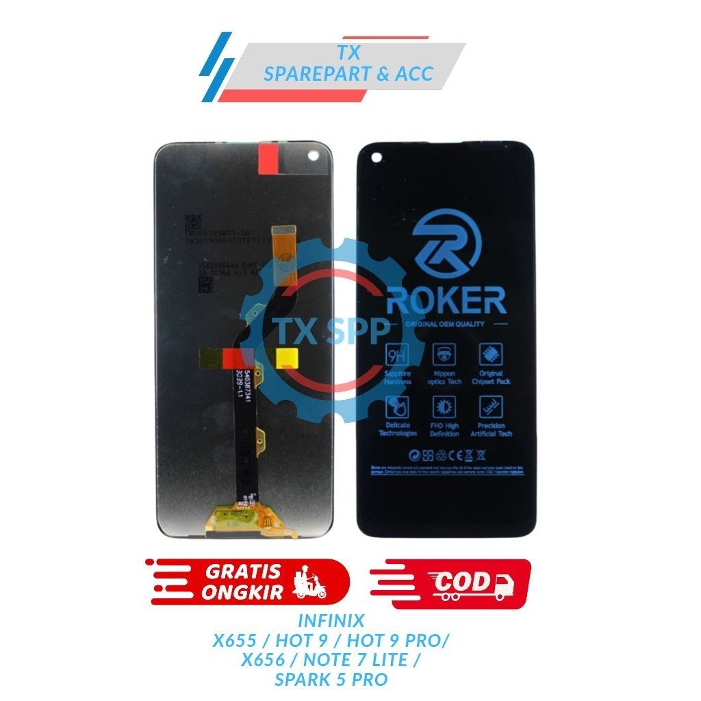 ( TX) LCD UNTUK INFINIX X655 / HOT 9 / HOT 9 PRO / X656 / NOTE 7 LITE / SPARK 5 PRO FULLSET BY ROKER