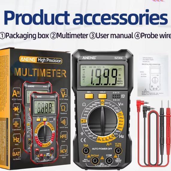 ANENG SZ304 Multitester Digital Lengkap Otomatis Multimeter AC/DC Voltage Tester