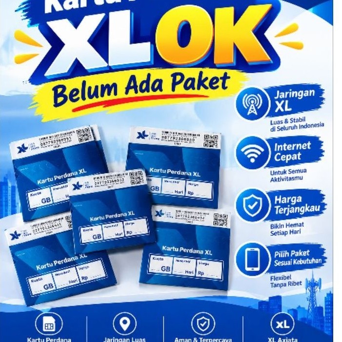 kartu perdana XL tanpa kouta 0k segel belum registrasi