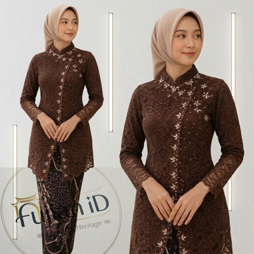 Fujian id - Kebaya Janggan Brukat  / Stelan Kebaya Tunik Janggan / Kebaya Modern / setelan wisuda