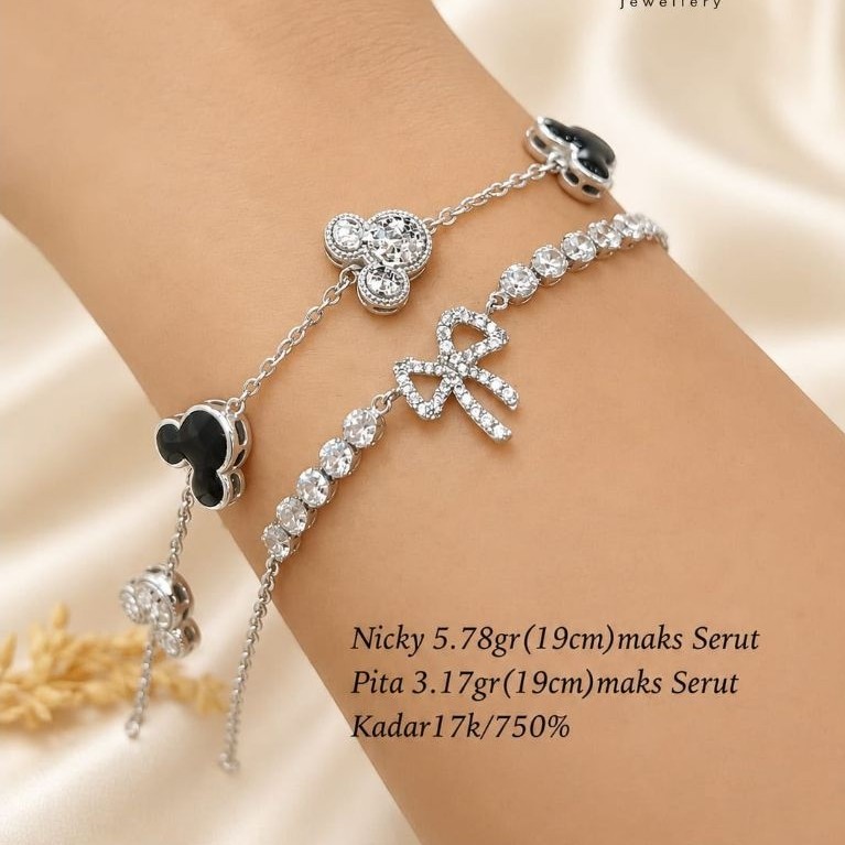 Chibi Gold Gelang Serut Putih Emas 17k/750 %