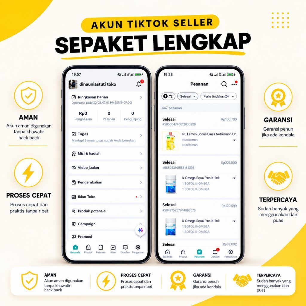 AKUN TIKTOK SELLER SEPAKET LENGKAP GARANSI