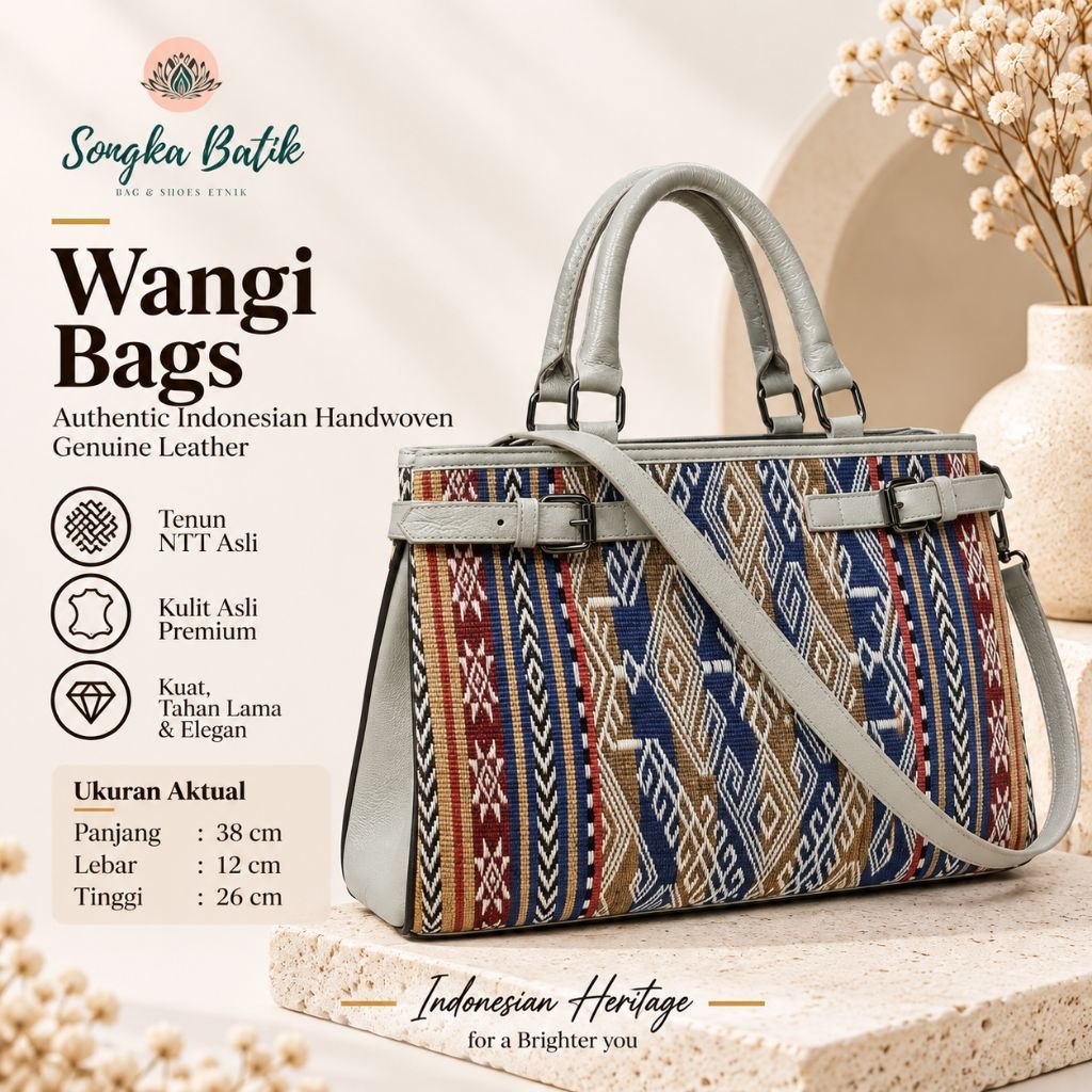 Songka Batik TAS TENUN NTT wanita etnik HANDBAG CANGKLONG WANITA TAS ETNIK KULIT ASLI WANGI 123