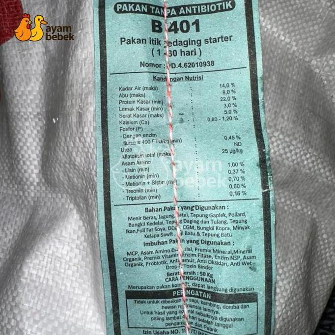 SREEYA B401 | Pakan Itik / Bebek / Mentok Pedaging | REPACK | AyamBebek Pakan dan Ternak