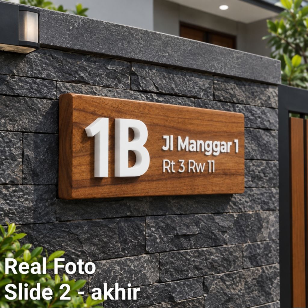 Papan Nomor Rumah Kayu kombinasi Akrilik Papan Nomor akrilik Papan nama akrilik Papan nama kayu