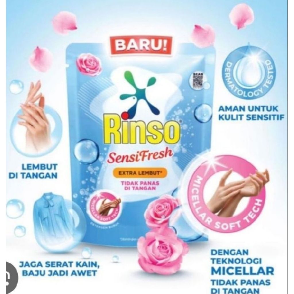 Rinso 650gr Parfume Breeze Power Clean Rinso Botol Micellar Soft 700ml Detergen Cair Konsentrat 1.65