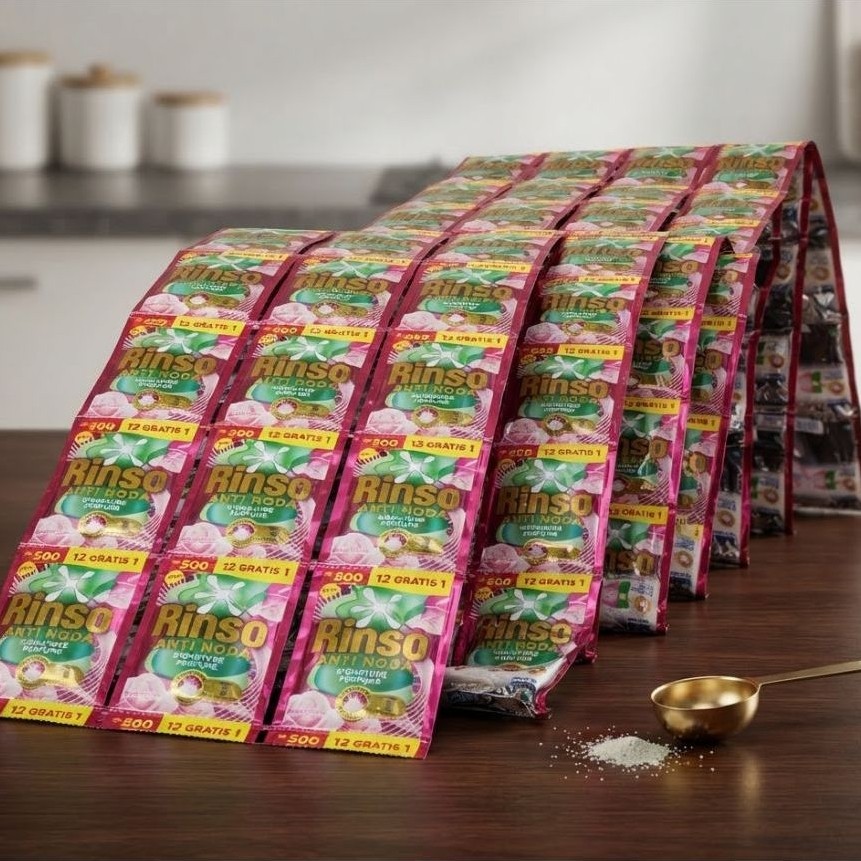 Rinso Rp500 sachet cair,pembersih pakaian isi 45 pcs